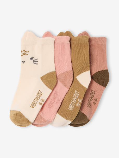 Lot de 4 paires de chaussettes 'animaux' bébé rose - vertbaudet enfant 
