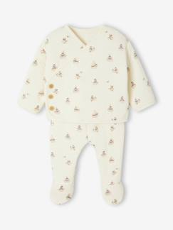 Bébé-Ensemble-Ensemble matelassé gilet + pantalon à pieds entièrement imprimé