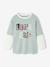 T-shirt met gelaagd effect en flockprint voor jongens blauwgroen - vertbaudet enfant 