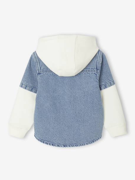 Hemd met gelaagd effect en sweater met capuchon voor jongens double stone - vertbaudet enfant 