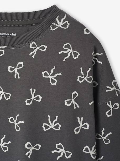 Tee-shirt crop top fille manches longues anthracite+écru - vertbaudet enfant 