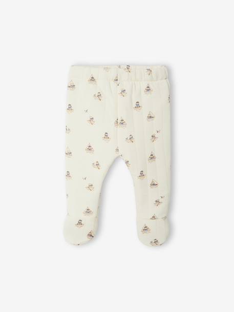 Gewatteerde set vest + broek met voetjes volledig bedrukt ecru+rozen - vertbaudet enfant 