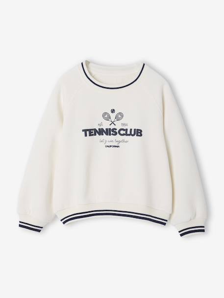 Sportieve sweater met tennisclub motief voor meisjes ecru - vertbaudet enfant 