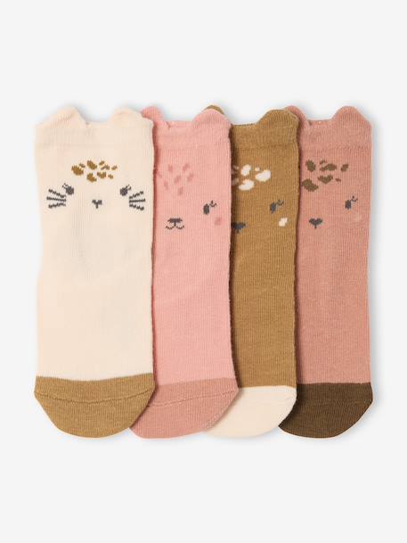 Lot de 4 paires de chaussettes 'animaux' bébé rose - vertbaudet enfant 