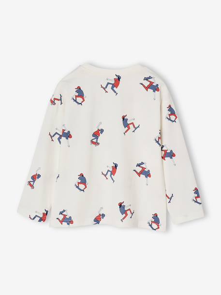 Tee-shirt manches longues HAPPY LA imprimé garçon blanc imprimé - vertbaudet enfant 