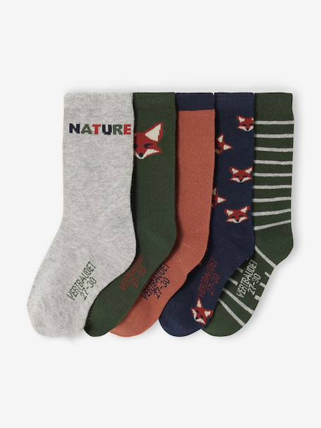 Garçon-Lot de 5 paires de chaussettes « renard » garçon