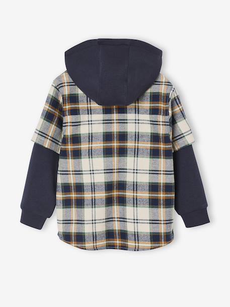 Jongenshemd met 2-in-1-effect groen, geruit+wit, geruit - vertbaudet enfant 