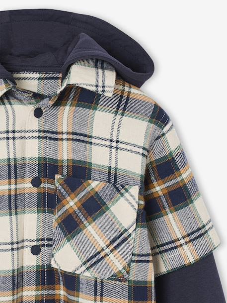 Jongenshemd met 2-in-1-effect groen, geruit+wit, geruit - vertbaudet enfant 