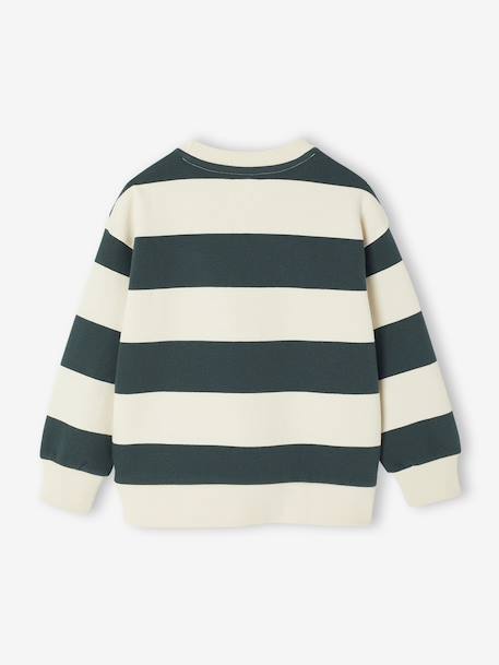 Groot gestreept jongenssweatshirt met badge in bouclé blauw, gestreept+groen, gestreept - vertbaudet enfant 
