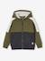 Sportieve sweater met rits en capuchon, colourblock effect, jongens bordeauxrood+dennen+gemêleerd grijs+kaki - vertbaudet enfant 
