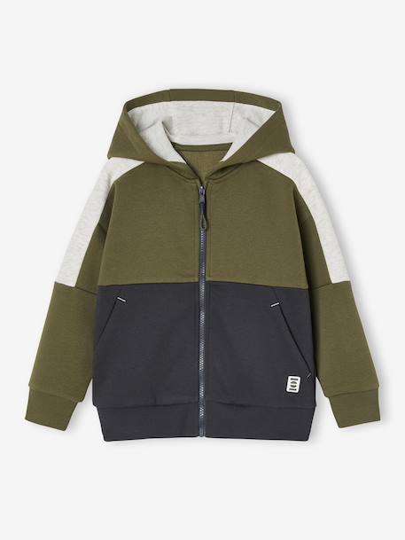Garçon-Sweat garçon zippé à capuche effet colorblock sport 