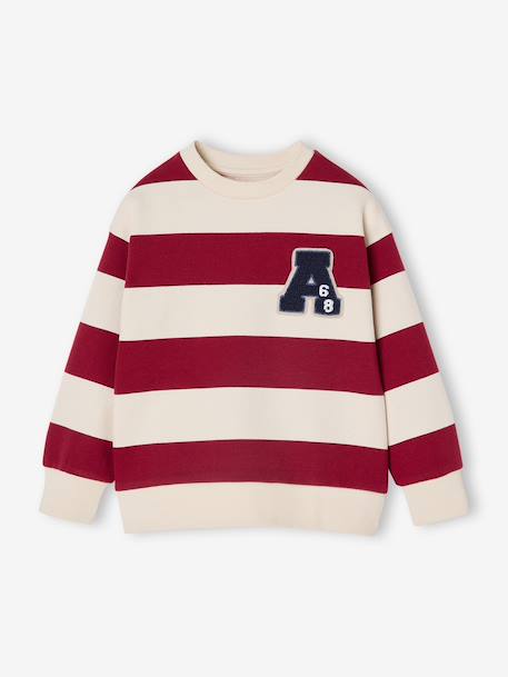 Sweat larges rayures garçon badge en bouclettes rayé bleu+rayé rouge+rayé vert - vertbaudet enfant 