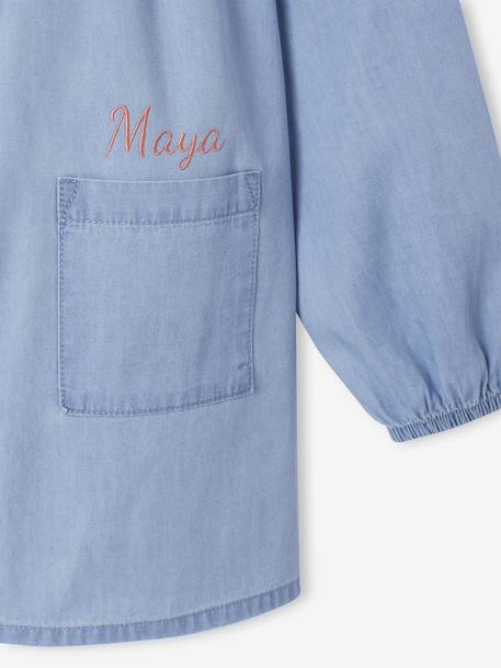 Gepersonaliseerde slabschort chambray meisje indigoblauw - vertbaudet enfant 