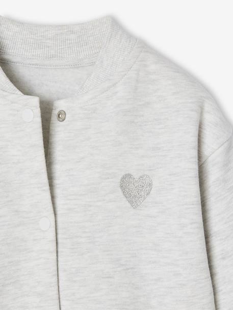 Sweat style teddy fille en molleton gris chiné+marine - vertbaudet enfant 