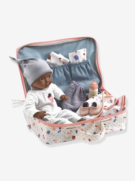 Koffer van Vanille, pop + accessoires DJECO blauw+wit - vertbaudet enfant 