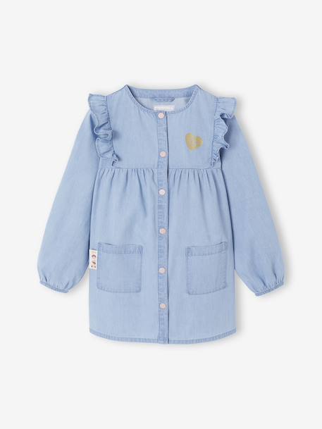 Gepersonaliseerde slabschort chambray meisje indigoblauw - vertbaudet enfant 