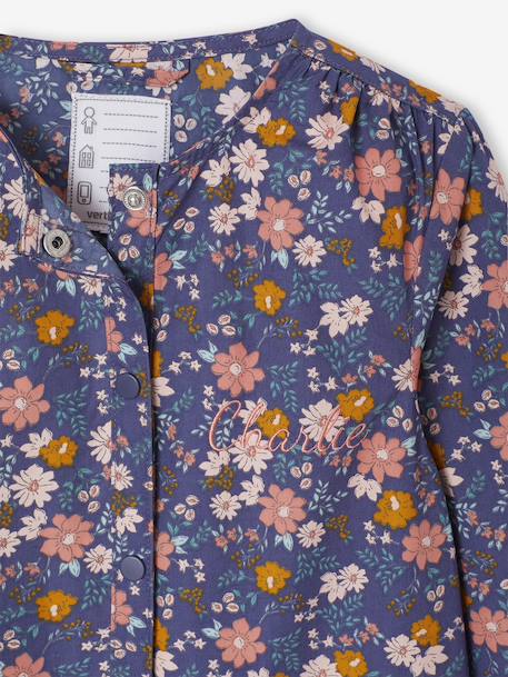 Gepersonaliseerde schort Flowers voor meisjes marineblauw - vertbaudet enfant 
