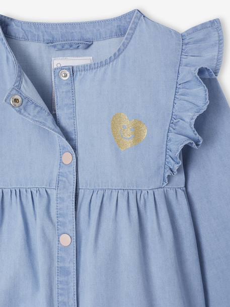 Gepersonaliseerde slabschort chambray meisje indigoblauw - vertbaudet enfant 