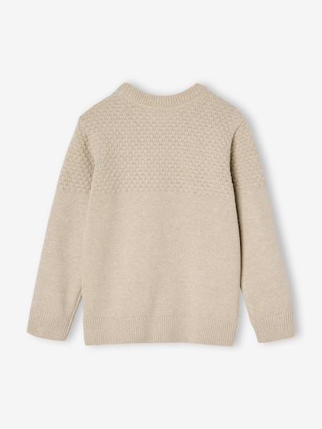 Pull garçon maille fantaisie blanc chiné+bleu nuit - vertbaudet enfant 