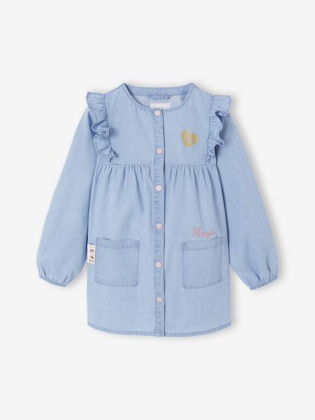 Gepersonaliseerde slabschort chambray meisje indigoblauw - vertbaudet enfant 