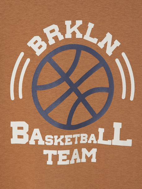 Ensemble Sport Garçon Sweat Capuche imprimé + Jogging Uni bleu pétrole+bordeaux+caramel+lichen - vertbaudet enfant 