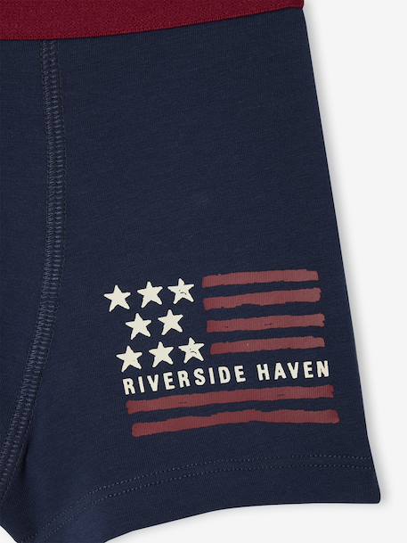 Set van 5 boxershorts met vlag voor jongens marineblauw - vertbaudet enfant 