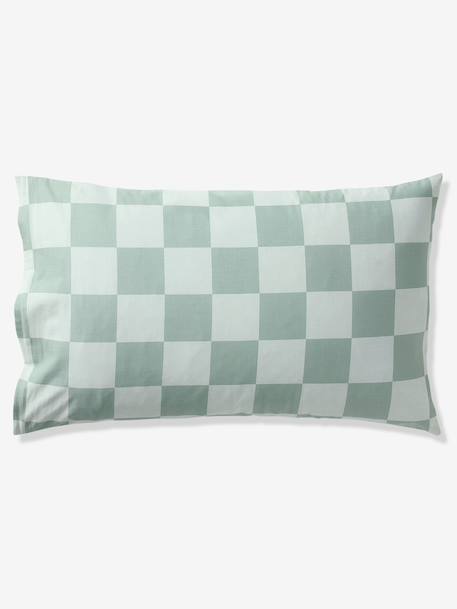 Parure housse de couette + taie d'oreiller enfant ROCK MUSIC, avec coton recyclé vert sauge - vertbaudet enfant 