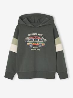 Jongens-Trui, vest, sweater-Sweater met capuchon met geplaatste print 