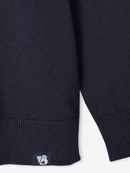 Pull Basics col rond manches longues garçon marine+rayé bleu - vertbaudet enfant 