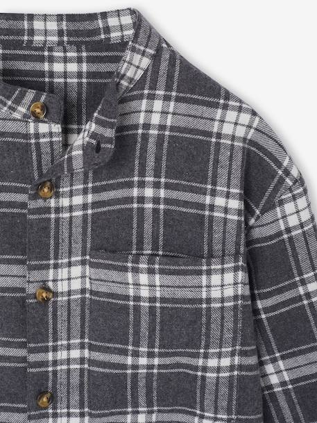 Chemise flanelle garçon manches longues carreaux gris - vertbaudet enfant 