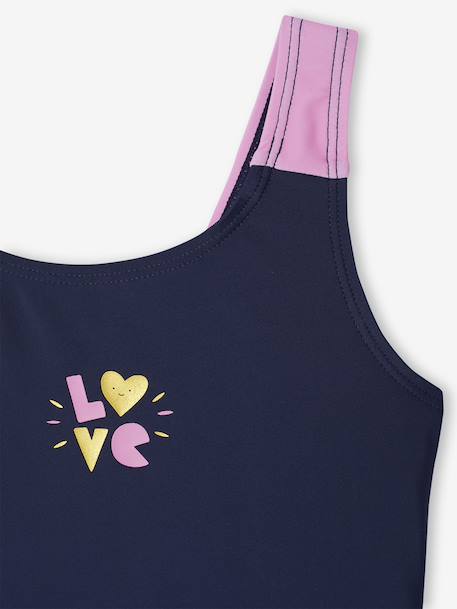 Badpak set 1 stuk + muts meisje indigoblauw - vertbaudet enfant 
