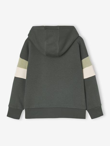 Sweater met capuchon met geplaatste print gemêleerd wit+korstmos+marineblauw+pecannoot - vertbaudet enfant 