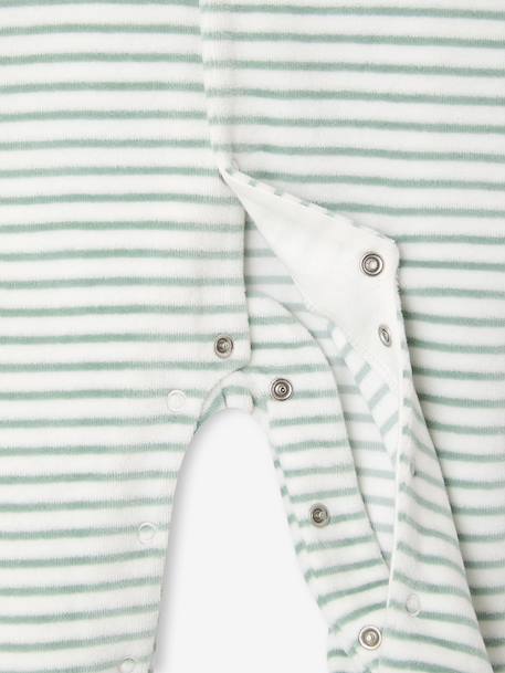Pyjama bébé garçon en velours rayé personnalisable écru - vertbaudet enfant 