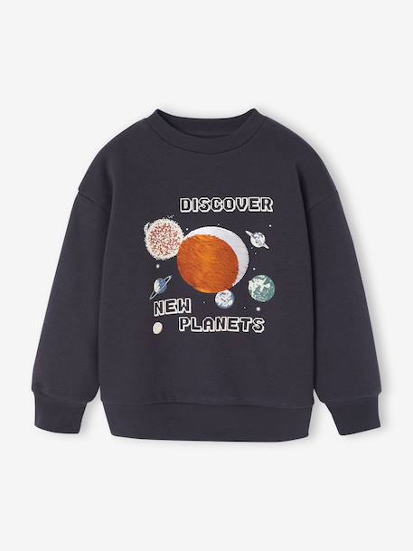 Sweat Planètes Sequins Garçon anthracite - vertbaudet enfant 