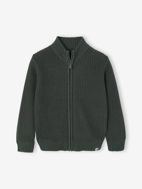 Vestje met opstaande kraag en lange mouwen voor jongens groen+marineblauw - vertbaudet enfant 