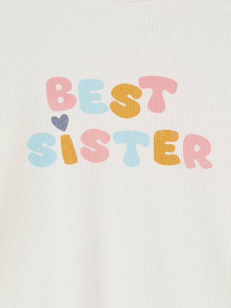 Meisjespyjama van geribd jersey Best Sister ecru - vertbaudet enfant 