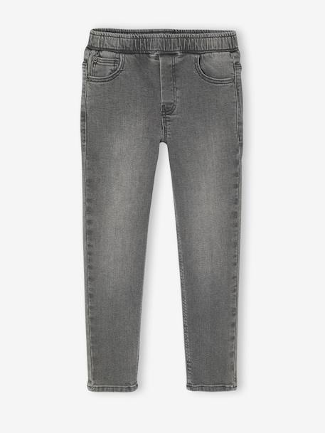 Set van 2 slim-fit jeans met elastische en verstelbare taille denimgrijs+stone - vertbaudet enfant 