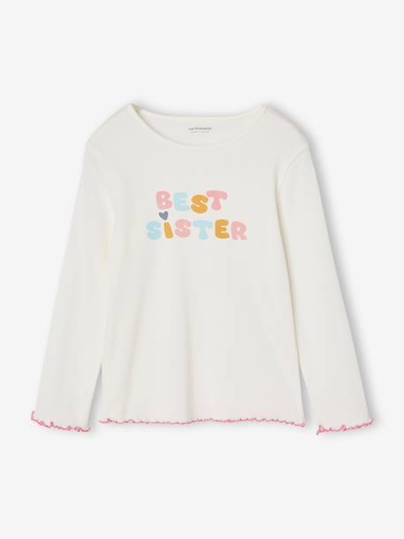 Pyjama fille en côtes best sister écru - vertbaudet enfant 