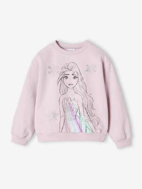 Sweat Reine des neiges Elsa glitter lilas poudré - vertbaudet enfant 