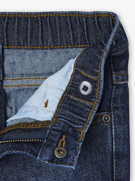 Elastische en verstelbare jeans met wijde pijpen ongewassen denim+stone - vertbaudet enfant 