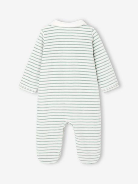 Pyjama bébé garçon en velours rayé personnalisable écru - vertbaudet enfant 