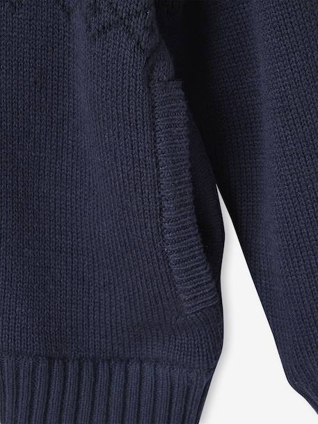 Gilet garçon à capuche doublé sherpa marine - vertbaudet enfant 