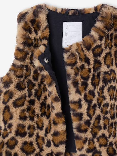 Bodywarmer van imitatiebont meisje bruin, bedrukt+ivoor+rouge - vertbaudet enfant 