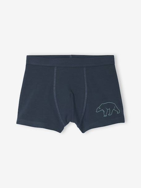 Set van 7 boxershorts voor jongens met strepen en berenprint groen - vertbaudet enfant 