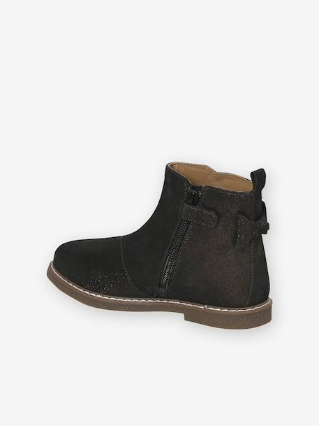 Boots enfant fille cuir zippées camel+marine+noir imprimé - vertbaudet enfant 