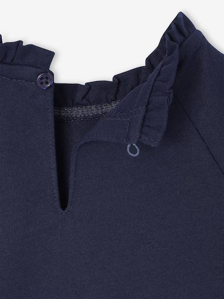 Tee-shirt blouse fille détail broderie anglaise manches longues écru+marine+mauve+vert foncé - vertbaudet enfant 