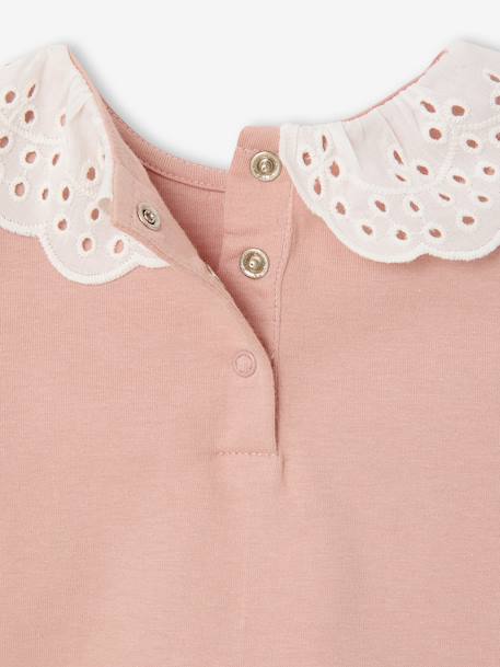 Lot 2 tee-shirts bébé col en broderie anglaise rose poudré - vertbaudet enfant 