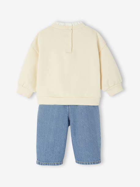 Ensemble sweat-shirt et jean large bébé vanille - vertbaudet enfant 