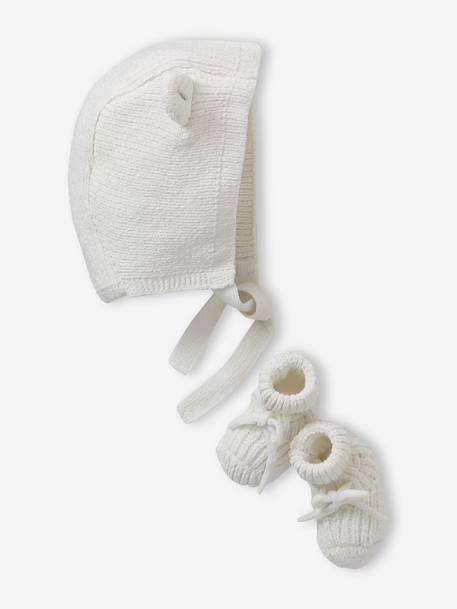 Ensemble bonnet et chaussons bébé naissance écru - vertbaudet enfant 