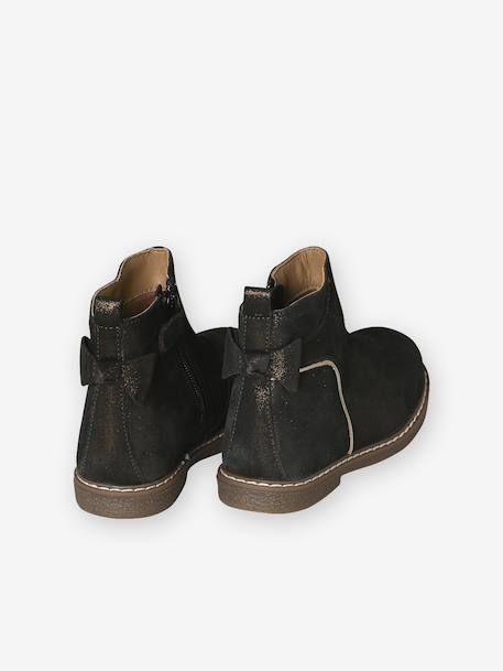 Boots enfant fille cuir zippées camel+marine+noir imprimé - vertbaudet enfant 